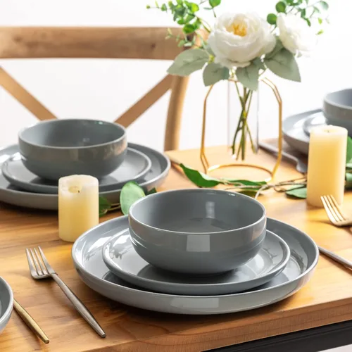 Vista 8 de AmorArc Juego de Platos de Cena de Cerámica de 6, platos de gres grandes de 10.5 pulgadas para cocina, juego de platos de vajilla - Apto