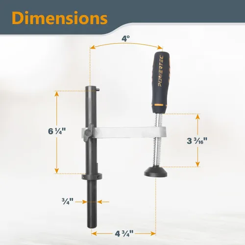 Vista 3 de POWERTEC 71530-P2 Abrazadera de sujeción para banco de trabajo para carpintería, sujeción ajustable, abrazadera de banco para perro de 3/4 pulgadas