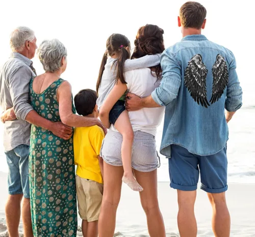 Vista 5 de Luxshiny 2 Pairs Black Sequin Angel Wings Iron-on Applique Fabric Patches DIY Clothes Accessory for Jacket and Garment Decoration