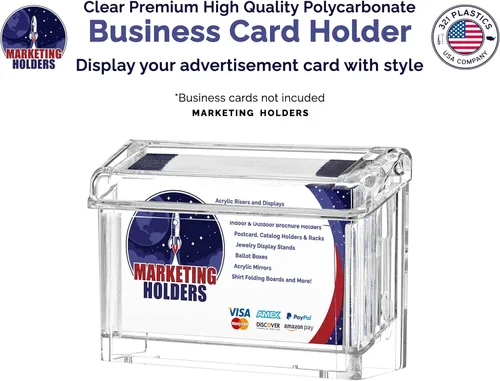 Vista 6 de Marketing Holders Tarjetero para tarjetas de visita al aire libre, tapa transparente con capacidad para tarjetas de 3.5 x 2 pulgadas, caja