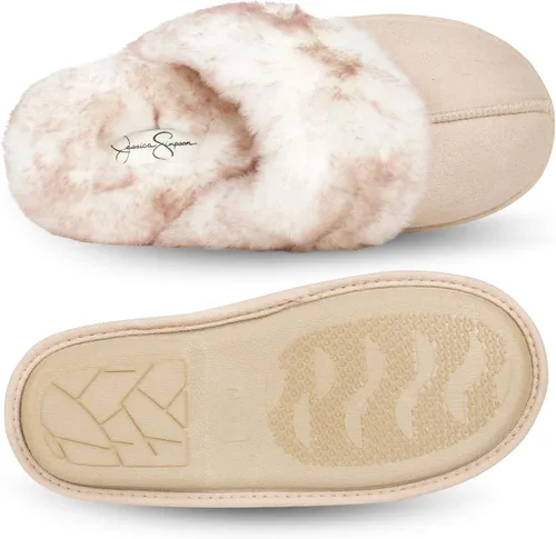 Vista 6 de Jessica Simpson - Pantuflas cómodas de piel sintética para mujer con suela antideslizante y espuma viscoelástica