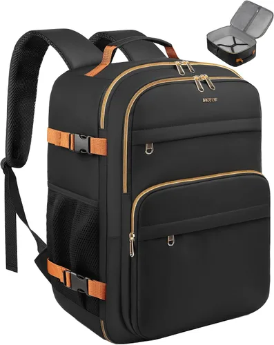 HOTOR Mochila de viaje para mujer, aprobada por vuelo, bolsa de transporte Negro