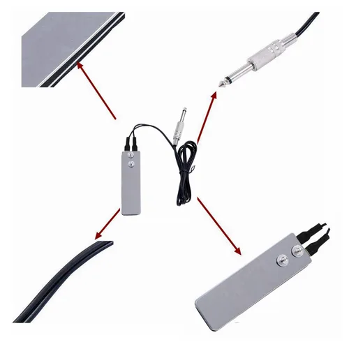 Vista 2 de DOWEI Interruptor de pedal de pie de tatuaje, mini acero inoxidable plano, perfecto para suministros de ametralladoras eléctricas de tatuaje