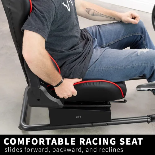 Vista 6 de VIVO Racing Simulator Cockpit with TV Mount, Wheel Stand, Gear Mount, Chair and Frame Only, Fits Logitech, Thrustmaster, Fanatec, Compatible with