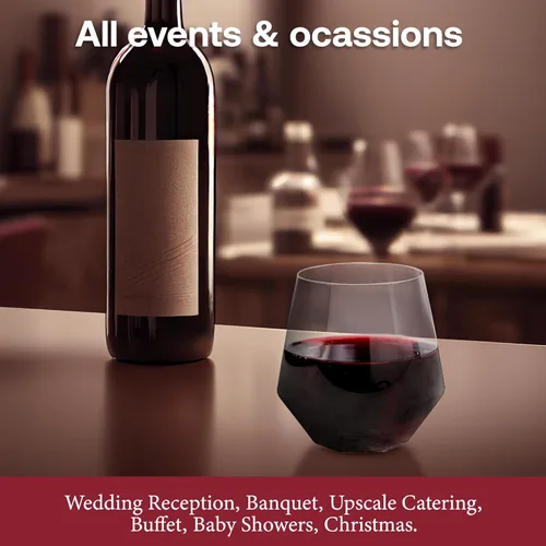 Vista 4 de Smarty Had A Party Copas de vino de 12 onzas – 16 copas de plástico transparente sin tallo, vasos de vino desechables irrompibles para fiestas