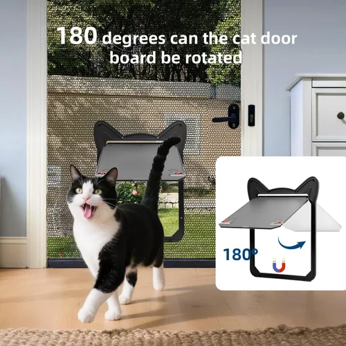 Vista 7 de Puerta mosquitera para mascotas para perros pequeños y gatos – Solapa magnética con cerradura resistente, puerta interior de 8.59 x 6.62 pulgadas