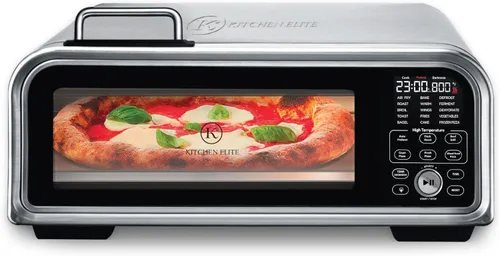 Vista 10 de Kitchen Elite - Combo digital 8 en 1, horno tostador, freidora de aire con panel táctil y capacidad para pizza de 12 pulgadas, acero inoxidable