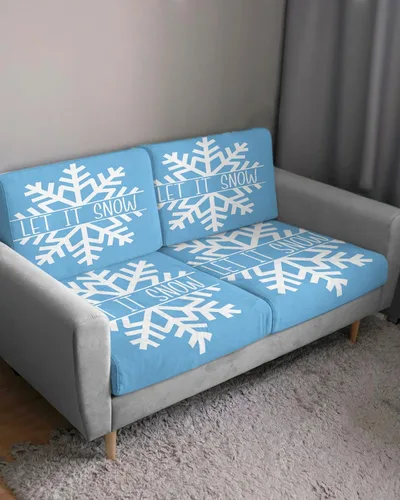 Vista 3 de Fundas de cojín elásticas para sofá de copo de nieve, seccionalindividualLT, funda para sofá con parte inferior elástica, contemporánea
