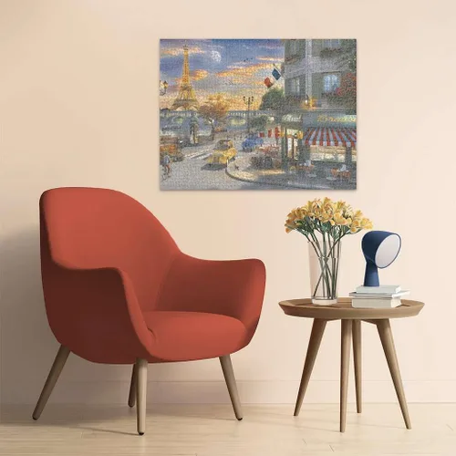Vista 4 de Ravensburger - Paris Sunset - Rompecabezas de 2000 piezas - Con una pintoresca calle de la ciudad de antaño con la Torre Eiffel - Enmarcable