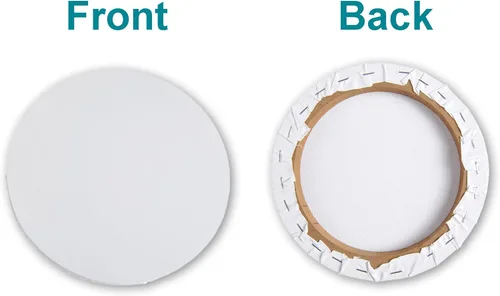 Vista 2 de IVON 4 lienzos redondos, 12 y 8 pulgadas, tablero de lona circular profesional estirado para pintar, verter acrílico