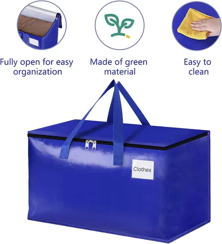 Vista 7 de Bolsas de mudanza extra grandes y resistentes con cremalleras y asas de transporte, bolsas de almacenamiento para ahorrar espacio, almacenamiento