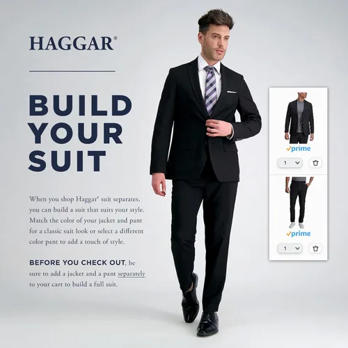 Vista 5 de Haggar Traje de corte ajustado premium elástico para hombre JMH - Pantalones y chaquetas