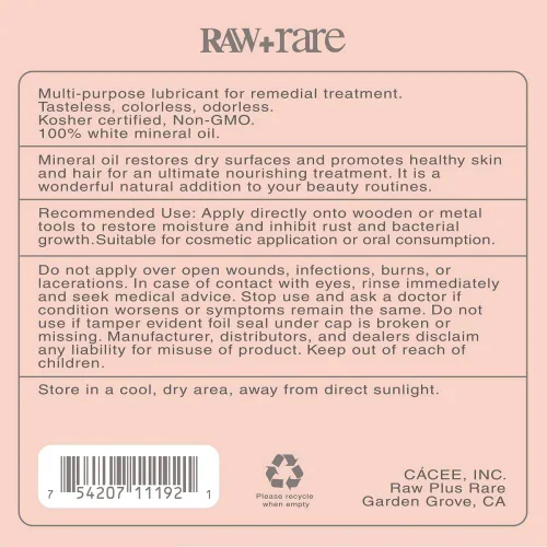 Vista 8 de Raw Plus Rare Aceite mineral vegano de grado alimenticio, seguro para tabla de cortar madera, bloque de carnicero, tabla de cortar de bambú y aceite