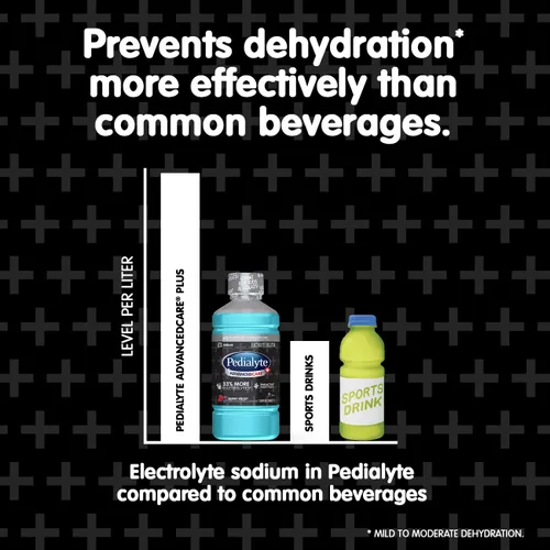 Vista 10 de Pedialyte AdvancedCare Plus Electrolyte Powder, tiene un 33% más de electrolitos y prebióticos PreActiv, brisa de naranja, 6 paquetes de polvo
