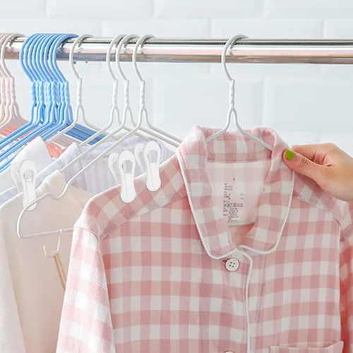 Vista 9 de Clips de plástico blancos para colgar – Paquete de 60 clips multiusos para perchas, clips de dedo para perchas de plástico, perchas para pantalones