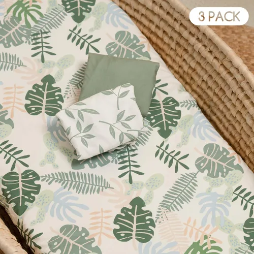 Vista 89 de Sábanas Florales para Moisés de Niña Paquete de 3, Sábana Ajustable para Colchón Transpirable y Cómoda, Moisés de Viaje Elástico y Moderno, Sábanas