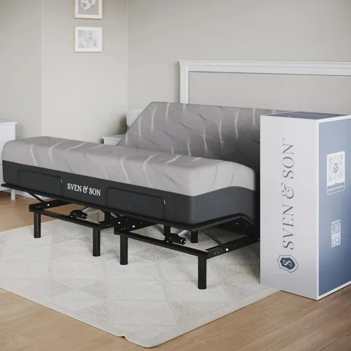 Vista 17 de Sven & Son Essential - Base de cama ajustable tamaño king dividido + colchón de espuma viscoelástica de gel frío de 12 pulgadas, inalámbrica, fácil