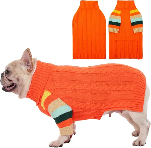 Vista 19 de Suéter frío para perro, suéteres de invierno para perros medianos, hembras machos, suéter de cuello alto cálido para perros, suéter de manga larga