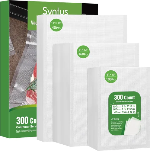 Vista 10 de Syntus - 100 bolsas de sellado al vacío pinta de 6 x 10 pulgadas para sellar una comida, grado comercial sin BPA, bolsas de sellado precortadas