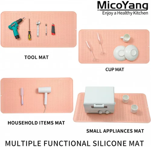 Vista 827 de MicoYang Alfombrilla de Silicona para Secar Platos de Múltiples Usos, Fácil de Limpiar, Ecológica, Alfombrilla de Silicona Resistente al Calor