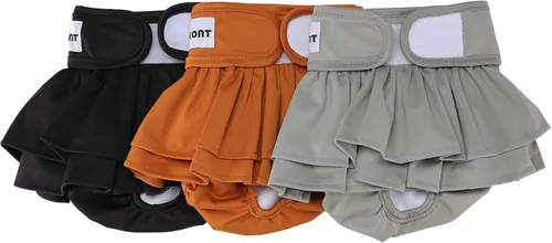 Vista 12 de Avont Paquete de 3 pañales reutilizables para perros hembra-negro/verde