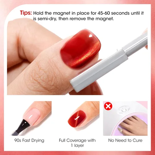 Vista 7 de GELLEN Esmalte de uñas de ojo de gato de secado rápido, regalo de Navidad para mujeres, esmalte de uñas magnético rojo sangre burdeos, esmalte
