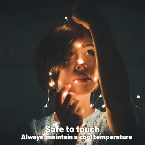 Vista 2 de Yiaht Paquete de 24 luces de hadas que funcionan con pilas, 7 pies, 20 luces LED impermeables de Navidad, alambre plateado, luciérnaga, luna