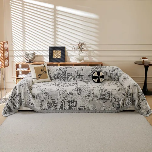 Vista 23 de MYSKY HOME Funda para Sofá de 3 Cojines con Borla, Fundas de Sofá de Chenille Fundas para Sofá, Fundas para Seccional en Forma de L Protector