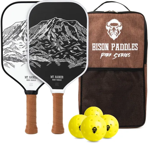 Vista 8 de Bison Paddles: Carbon Fiber Pickleball Paddle Set of 2 - National Parks Edition Durable Unibody Construction Textured Carbon Fiber Surface