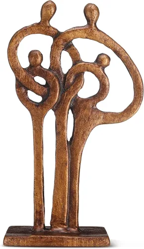 Yerliker Esculturas y estatuas de hierro fundido para aniversario, decoración del hogar, contemporánea, familia de 4 anillos de amor, escultura de