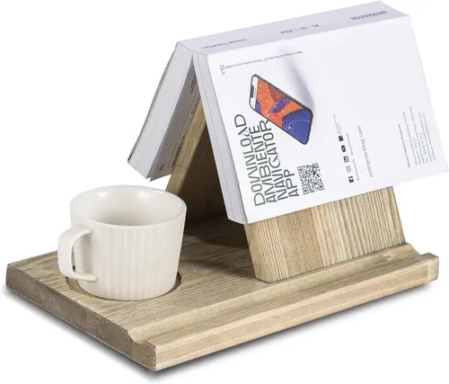 Vista 8 de Besuerte - Soporte de madera para páginas de libros en forma de triángulo, sin necesidad de montaje, regalos para amantes, soporte para libros