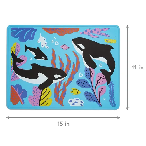 Vista 4 de Munchkin® WildLove - Mantel individual reversible de silicona para niños, 1 unidad, Orca