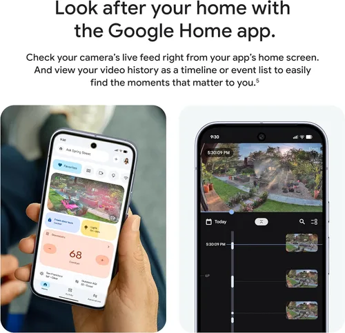 Vista 4 de Google Nest Cam Outdoor (cableada, 2.ª generación) - Cámara de seguridad con video 2K y Géminis, visión nocturna, audio bidireccional - Funciona