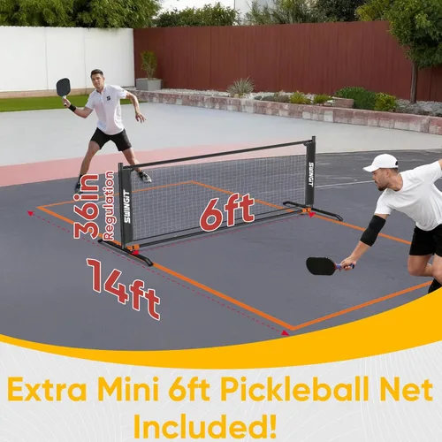 Vista 3 de Portable Pickleball Rebounder Net with Kitchen Lines System, Solo Training Net System for Dinks, Volleys & Drives, Accuracy Trainer with Carry Bag