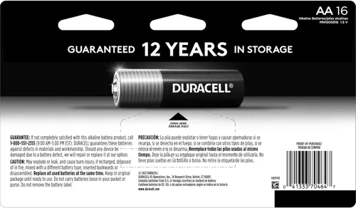 Vista 2 de Duracell Coppertop - Pilas AA con ingredientes Power Boost, 16 unidades (paquete de 1) batería alcalina doble AA de larga duración para dispositivos