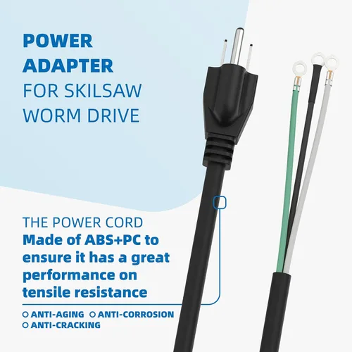 Vista 3 de 95104L - Conjunto de cable de repuesto para sierra circular, cable de alimentación de calibre pesado para sierra SKIL SPT77W, SPT77WM, SPT77WML