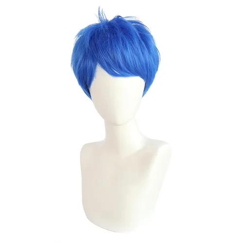 Pelucas cortas de cosplay azules para hombres peluca masculina de Halloween (JOY)