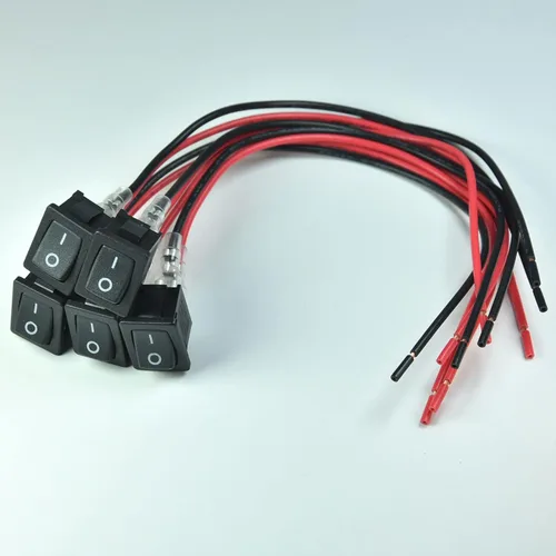 Vista 3 de FILSHU 5 mini interruptores basculantes con cables, lista UL 12 V, 20 A, 125 V, 16 A, 2 pines SPST, pequeño, negro, interruptor de palanca de lancha