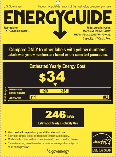 Vista 8 de Midea MERM17B0ASL 1.7 pies cúbicos Mini refrigerador, refrigerador compacto con termostato ajustable, puerta reversible, bajo nivel de ruido