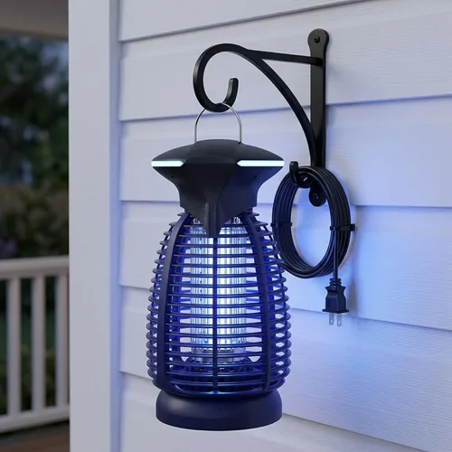 Vista 14 de Exterminador eléctrico de insectos al aire libre – 4200 V de alto voltaje insecto asesino impermeable luz LED para mosquitos, mosca, patio, porche