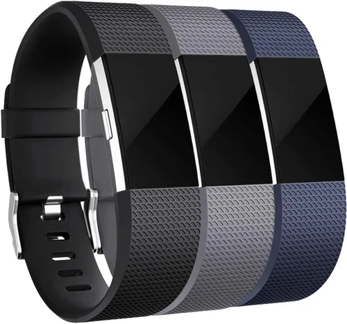 Correas Maledan de repuesto compatibles con Fitbit Charge 2, paquete de 3, gris pequeño/azul/negro