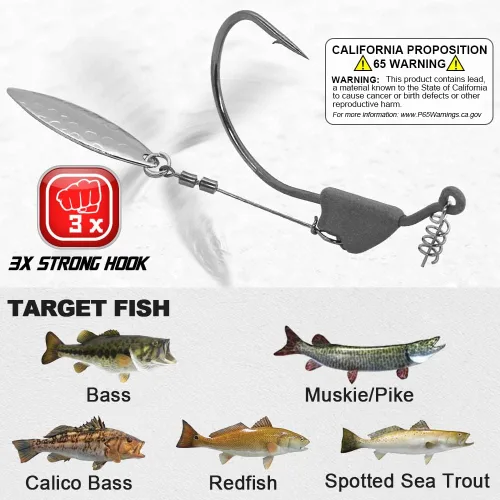 Vista 3 de Underspin-Jig-Heads-Swimbait-Hooks-with-Spinner Blades Pesca Anzuelos Pesados Paquete de 6
