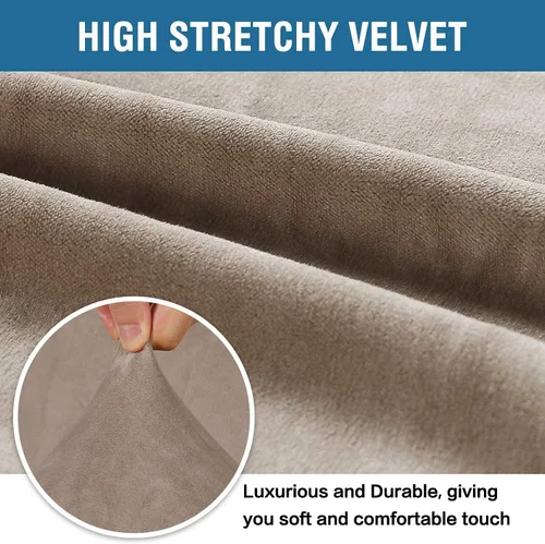 Vista 2 de H.VERSAILTEX Funda elástica de terciopelo para sofá, fundas de sofá para sofá de 3 cojines (72-96 pulgadas, gris topo), funda para sofá biplaza