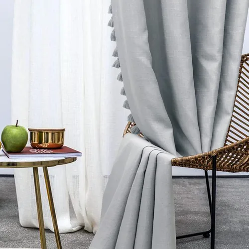 Vista 14 de always4u Cortinas 100% opacas con textura de lino, tejido casual, cortinas con aislamiento térmico para sala de estar, dormitorio, 2 paneles, beige