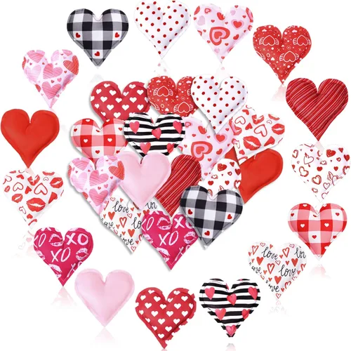 Oudain 15 piezas de 5 pulgadas de tela rellena de San Valentín con corazones para decoración del día de San Valentín, decoración del día de San