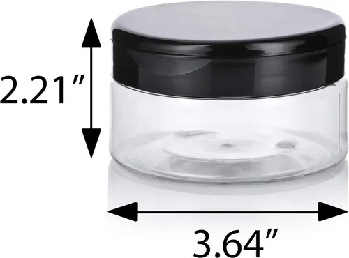 Vista 2 de Tarro de perfil bajo recargable de plástico PET transparente de 8 onzas con tapa superior abatible (paquete de 12)