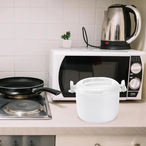 Vista 6 de Olla de arroz para microondas: vaporizador de arroz portátil para microondas para verduras, utensilios de cocina para pasta para microondas, olla