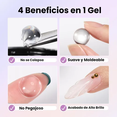 Vista 3 de Beetles - Gel de uñas sólido constructor, gel transparente 3D de 1.06 onzas para esculpir, gel de construcción de gel duro con polvo de uñas