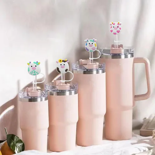 Vista 7 de Stanley Cup - Tapa de popote para vasos Stanley Cup de 30 onzas y 40 onzas – Fundas de paja de vaca de 0.394 pulgadas, cubiertas de paja