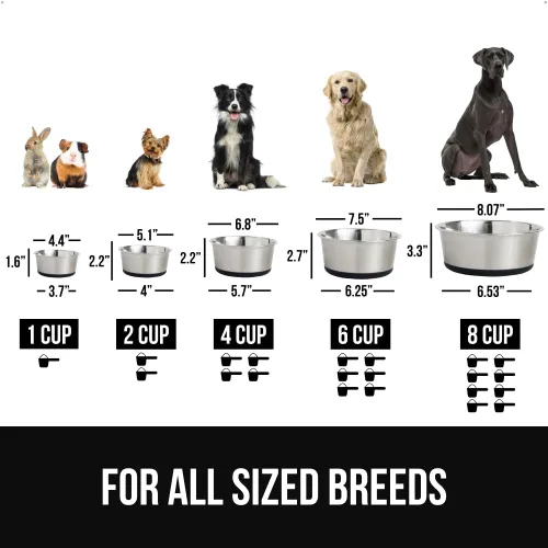 Vista 31 de GORILLA GRIP Juego de 2 cuencos para perros, con capacidad para 8 tazas (64 onzas líquidas), cuenco de metal resistente para alimentos y agua